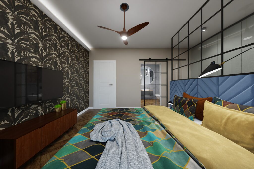 wizualizacja 3d sypialni od pokojowo